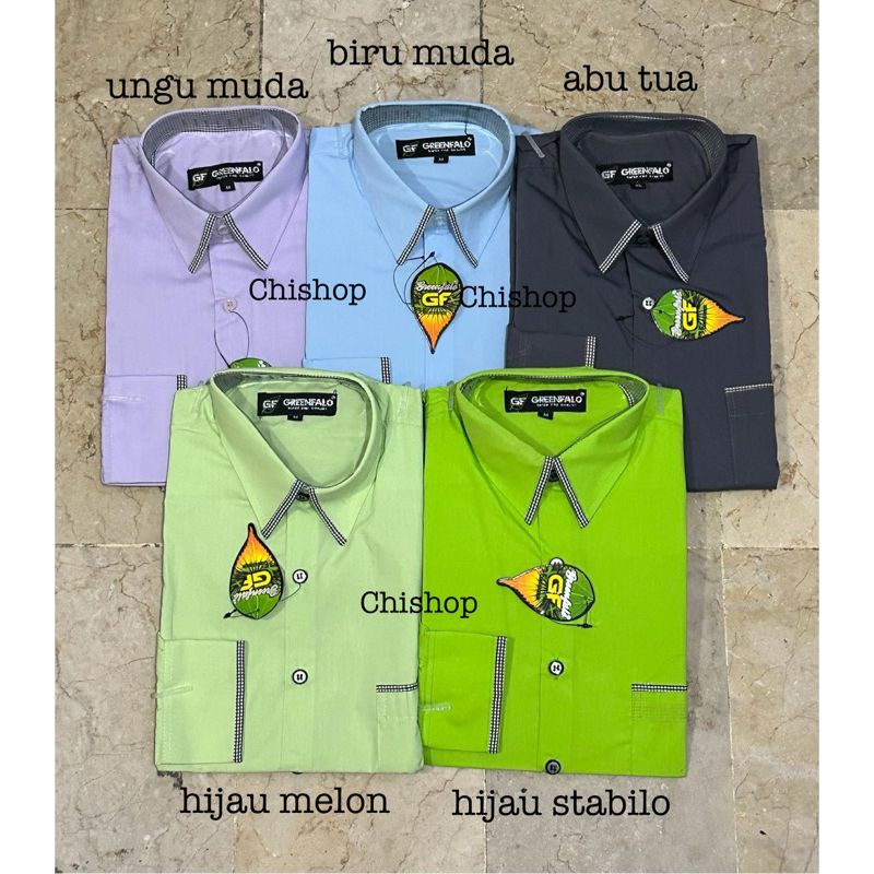 KEMEJA KOMBINASI KOTAK PRIA GREENFALO LENGAN PANJANG WARNA UNGU MUDA / BIRU MUDA / ABU TUA / HIJAU M