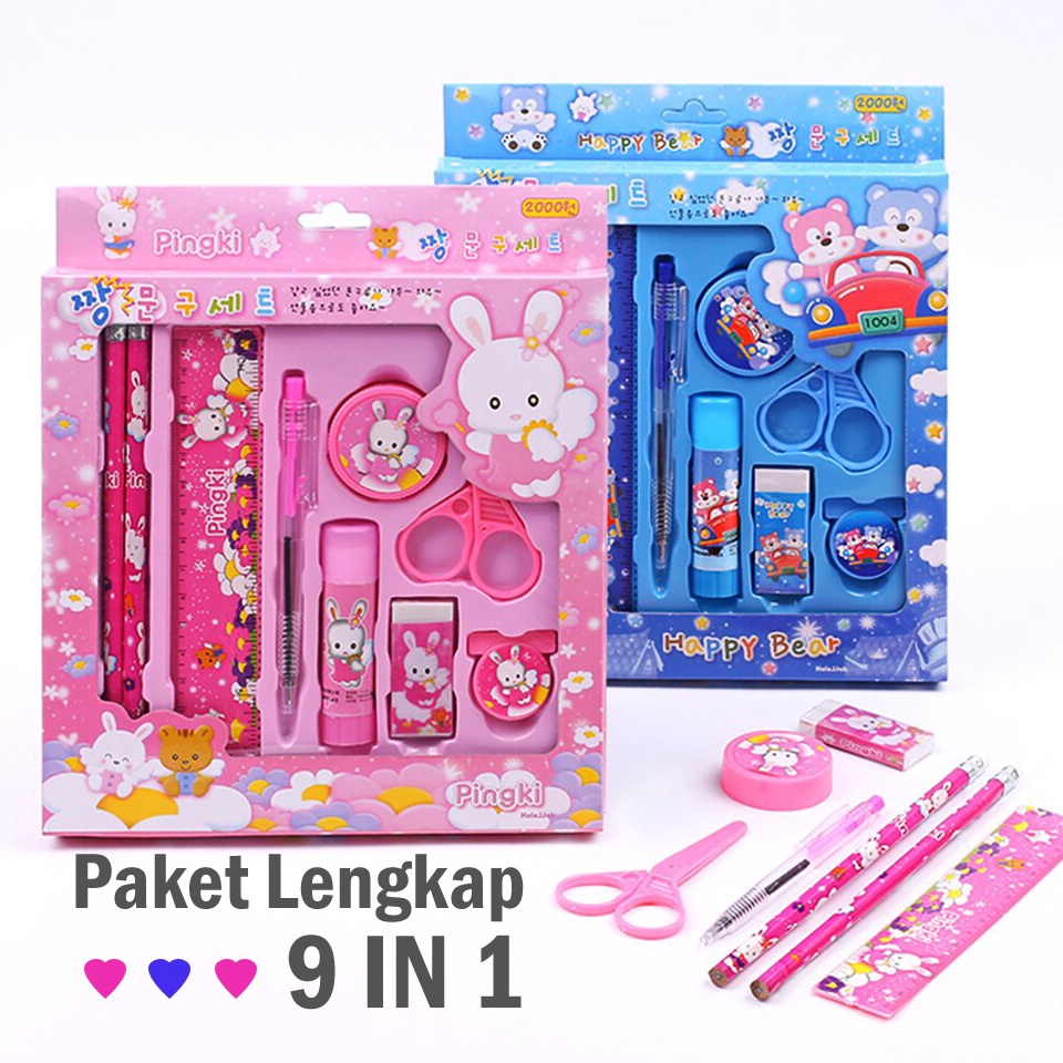 

Baru Viral Nino Set Alat Tulis Paket 9 in 1 Stationery Pensil Set Sekolah Paud TK SD