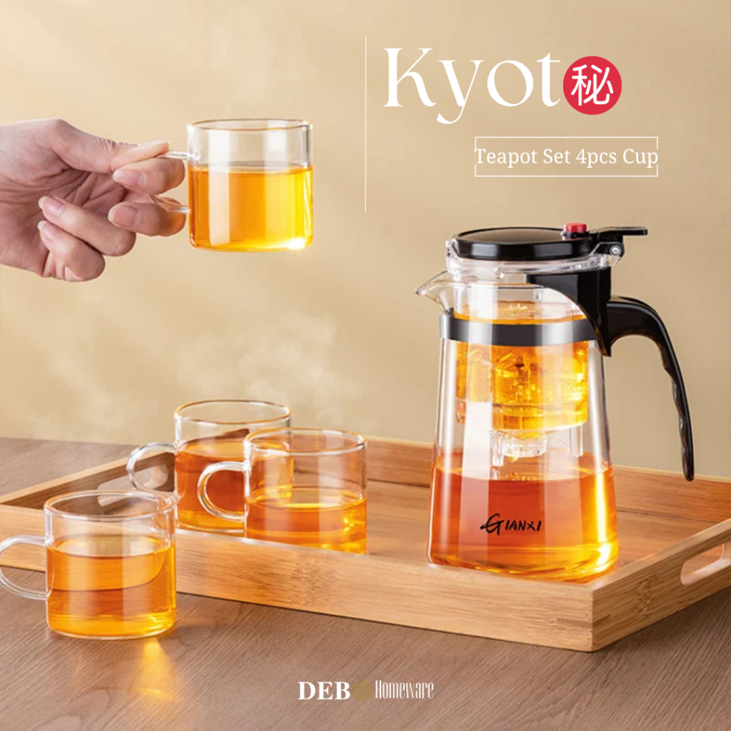 DEBO Teko Kaca Set Gelas Aesthetic Teapot Teko Japanese Design