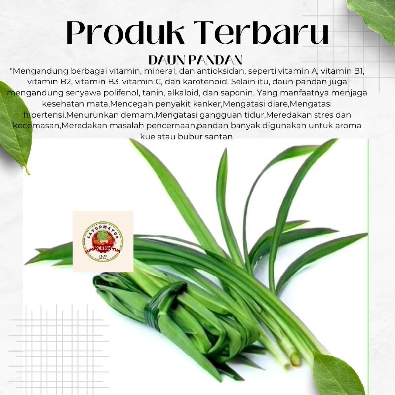 

Sayur Fresh 1Pack Daun Pandan wangi segar murah fast delivery
