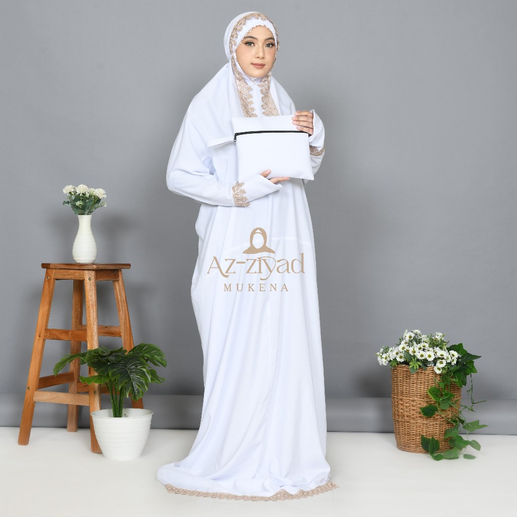 Mukena terusan dewasa lajuran katun mikro polos renda gyper krisdayanti