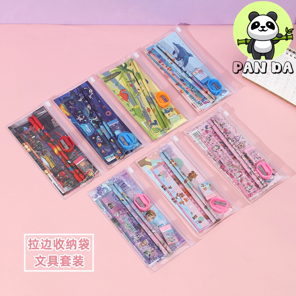 

STATIONERY SET 385 ALAT TULIS MENULIS ATK PENGGARIS PENGHAPUS RAUTAN POUCH KARAKTER
