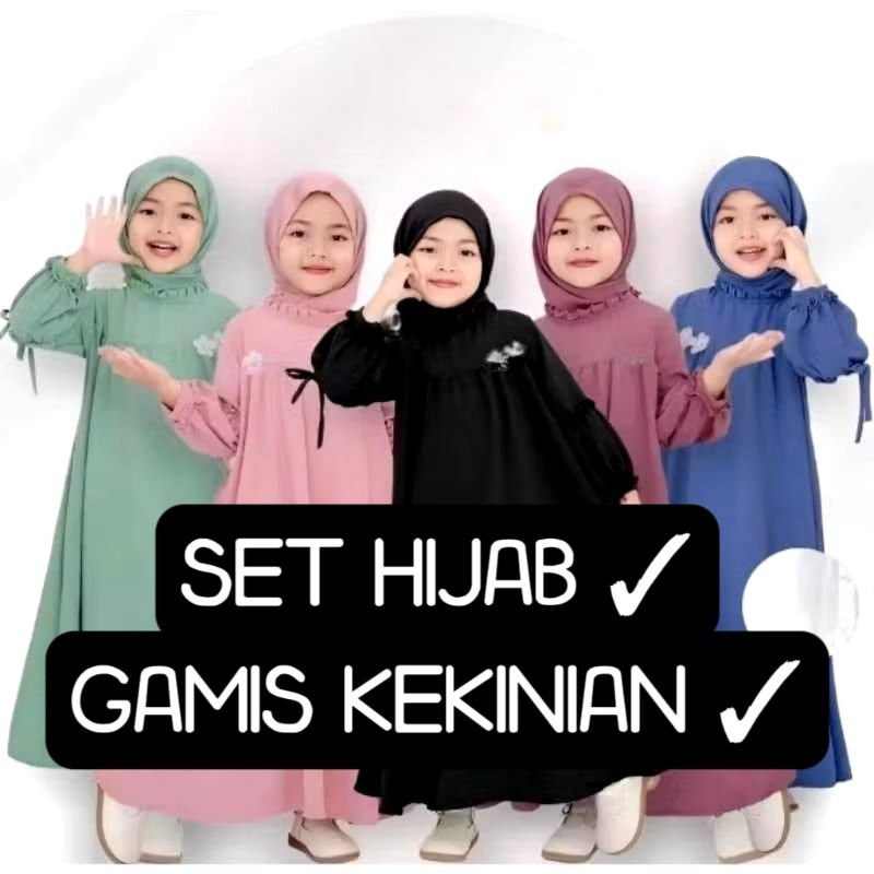 Gamis set hijab / gamis kekinian / gamis sakura NF
