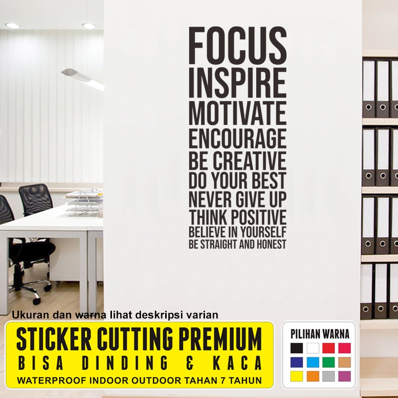 Stiker Dinding Quotes Motivasi Kerja Cutting Sticker Kaca Kantor Ruang Meeting Kata Kata Fokus