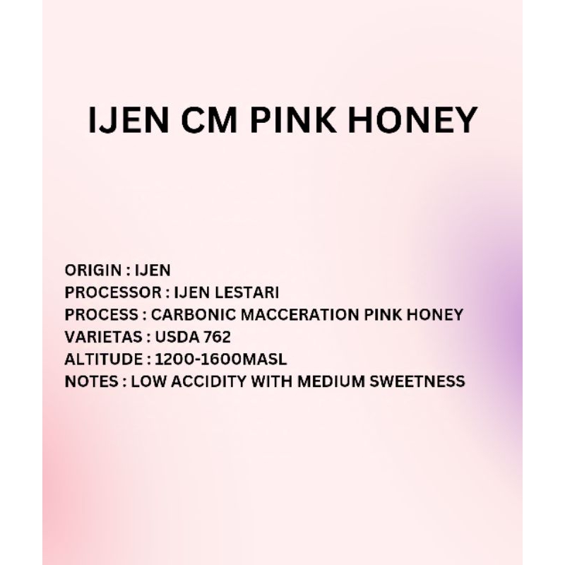 

Kopi Arabica Ijen CM Pink Honey (150gr)