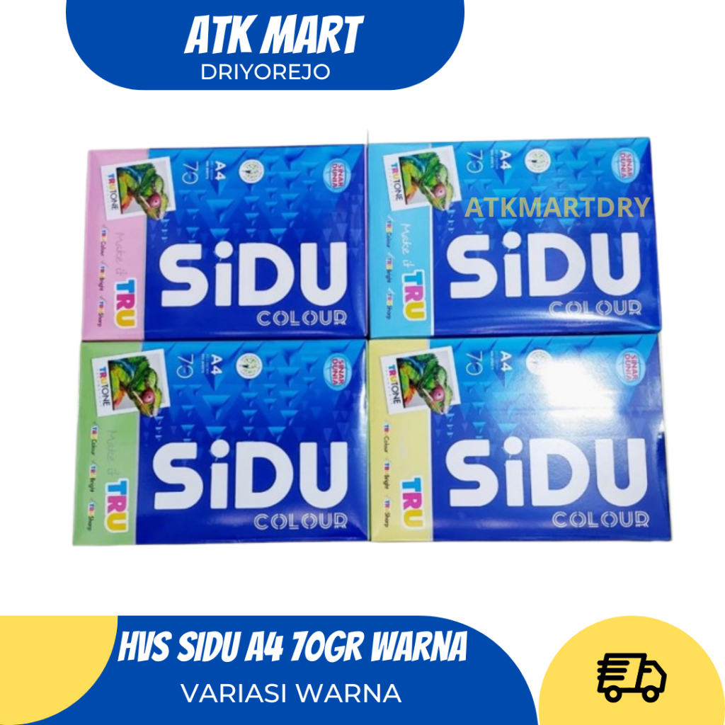 

SIDU KERTAS HVS A4 70GSM WARNA PINK KUNING HIJAU BIRU DOKUMEN FOTOCOPY