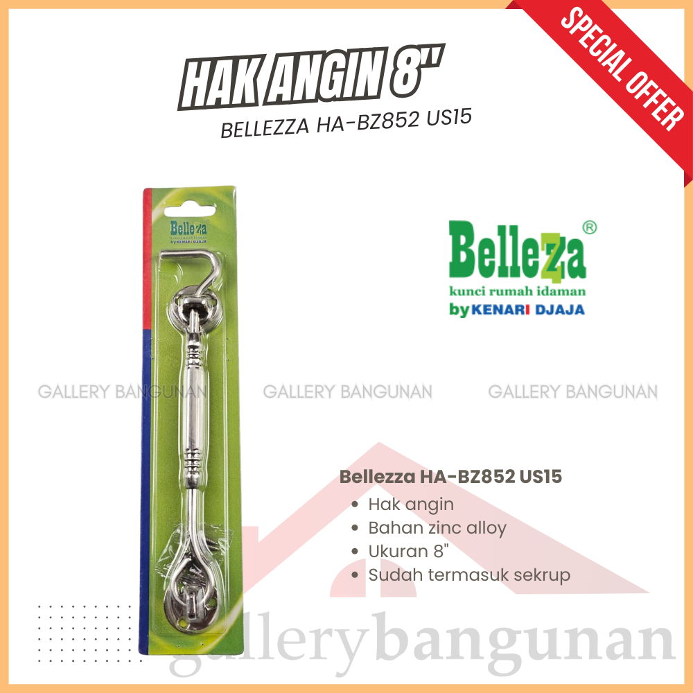 Hak Angin HA-BZ852 US15 Bellezza Stainless Steel Cantolan Pancing Penyangga Jendela Cendela Penopang