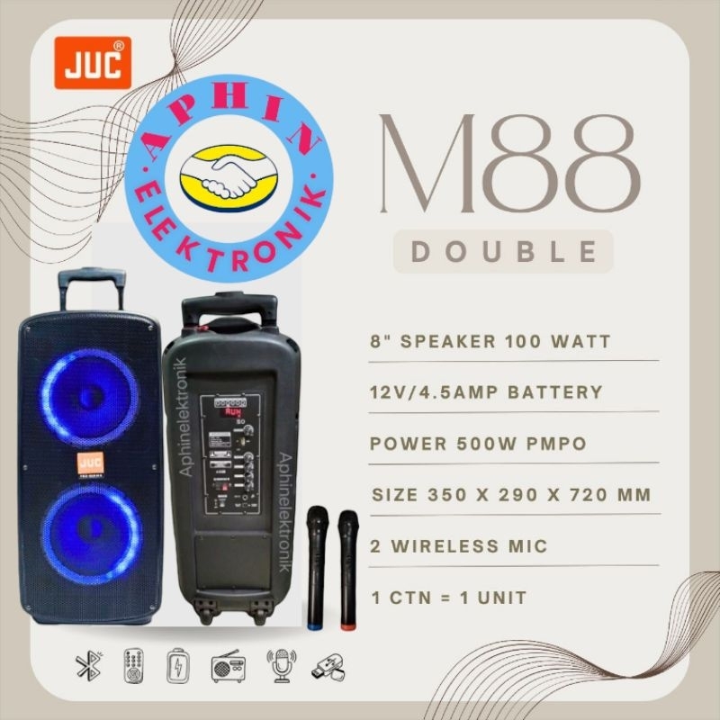 Speaker Portable 8"Double JUC M-88 Speaker bluetooth Speaker Karaoke