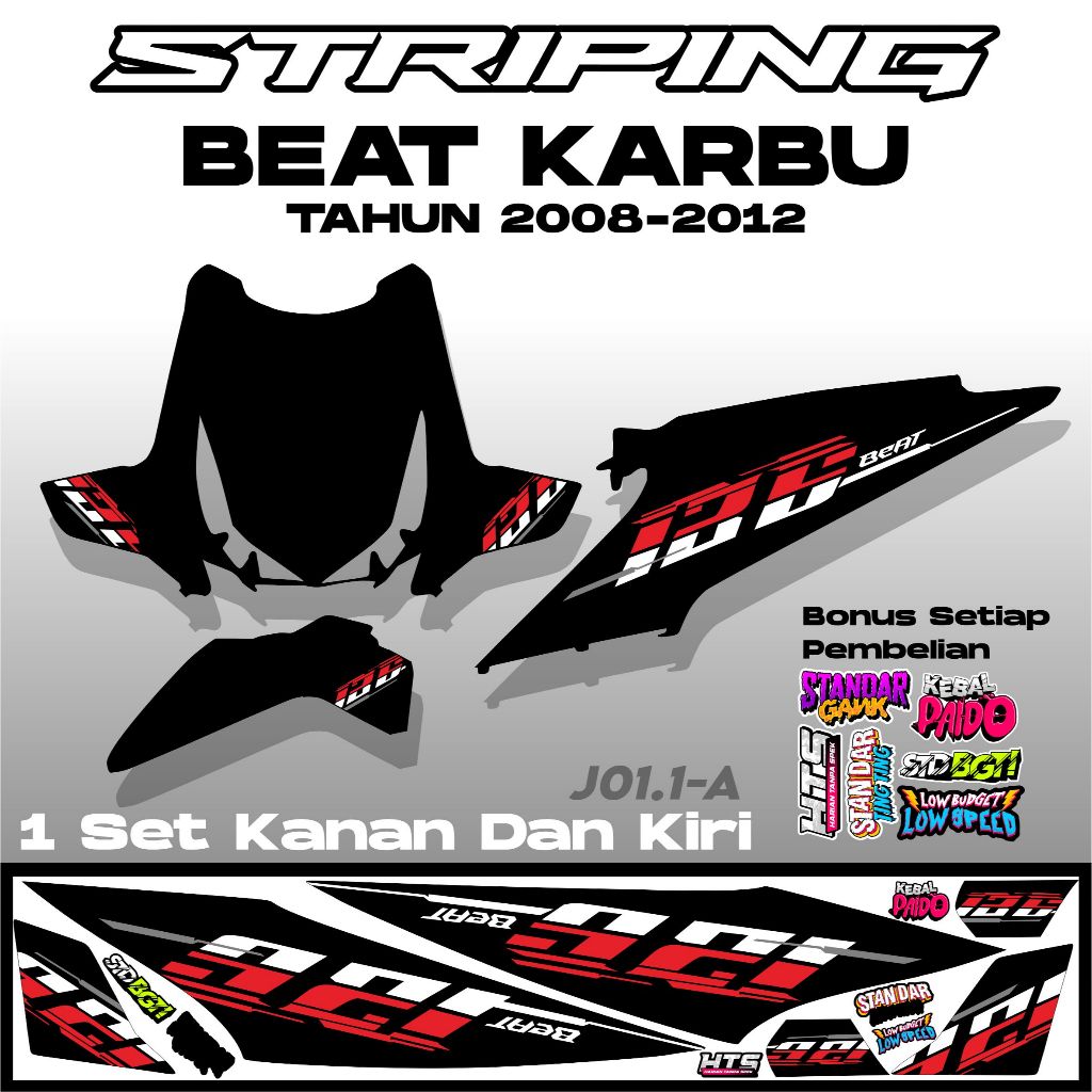 Striping Beat Karbu Motif Vietnam Style - Stiker Variasi Honda Beat Karbu