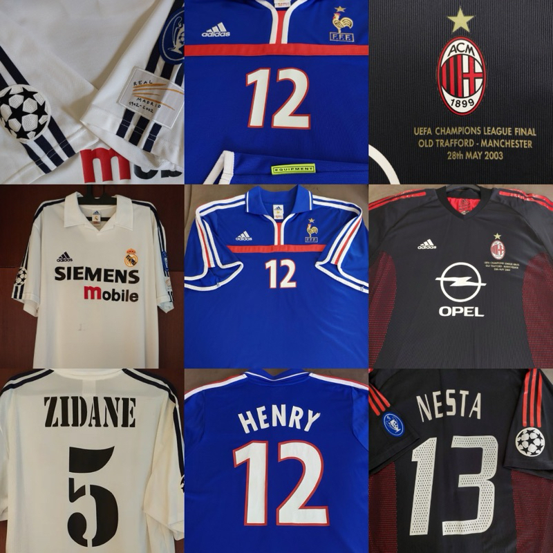 ORIGINAL PERSONAL COLLECTION ADIDAS PLAYER SHIRT PRANCIS  EURO2000 #12 HENRY AC MILAN #13 NESTA FINA