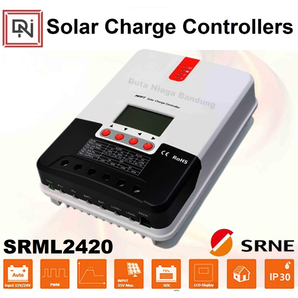 Real MPPT Solar Charge Controller 20A 12V 24V SRNE ML2420
