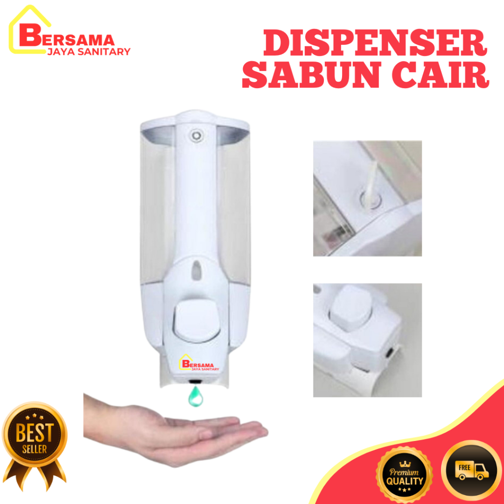 Dispenser Sabun Cair Tempel Dinding Warna Putih Tempat Sabun Tempat Shampo Kamar Mandi