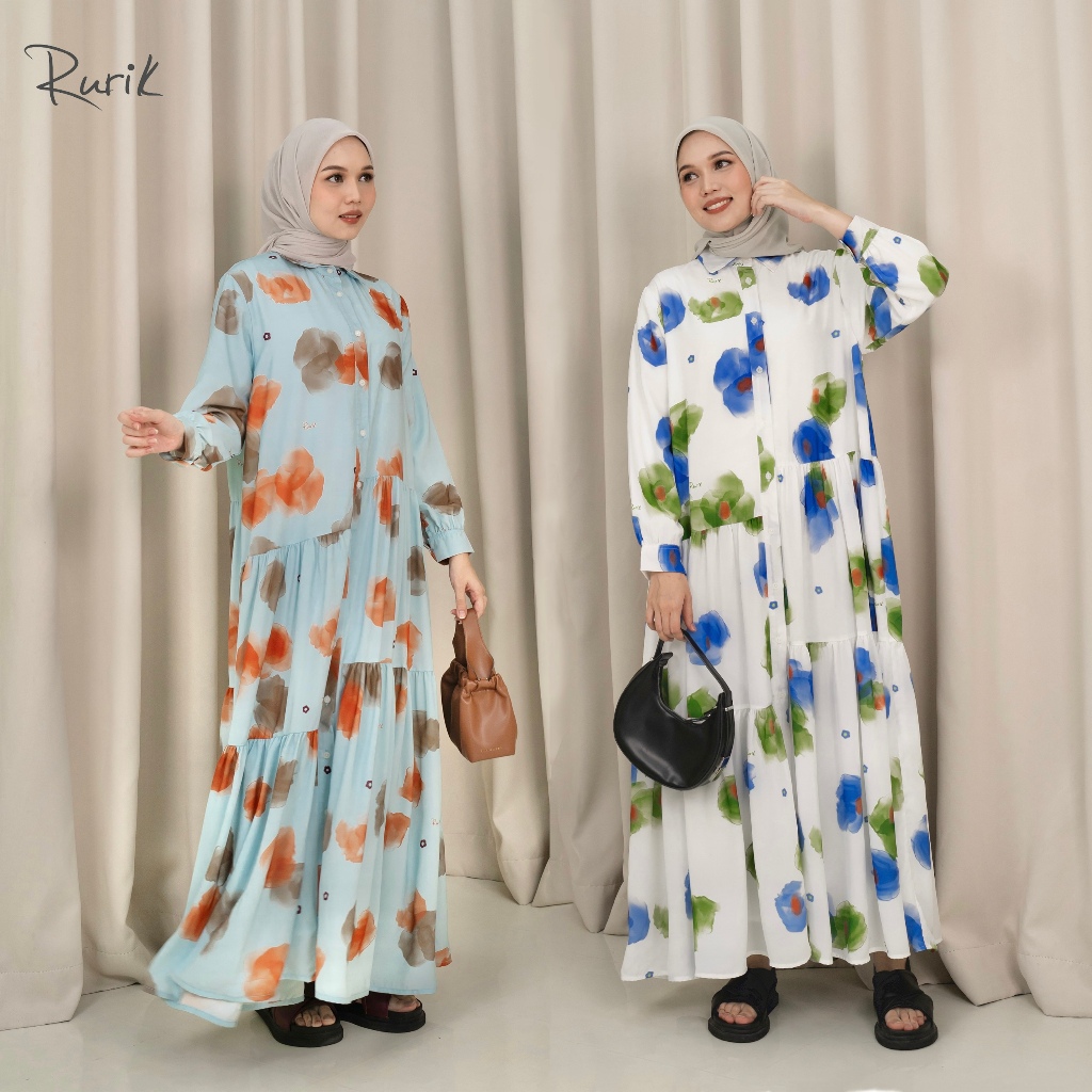 Rurik Dress Panjang Wanita Printing Lutia Dress