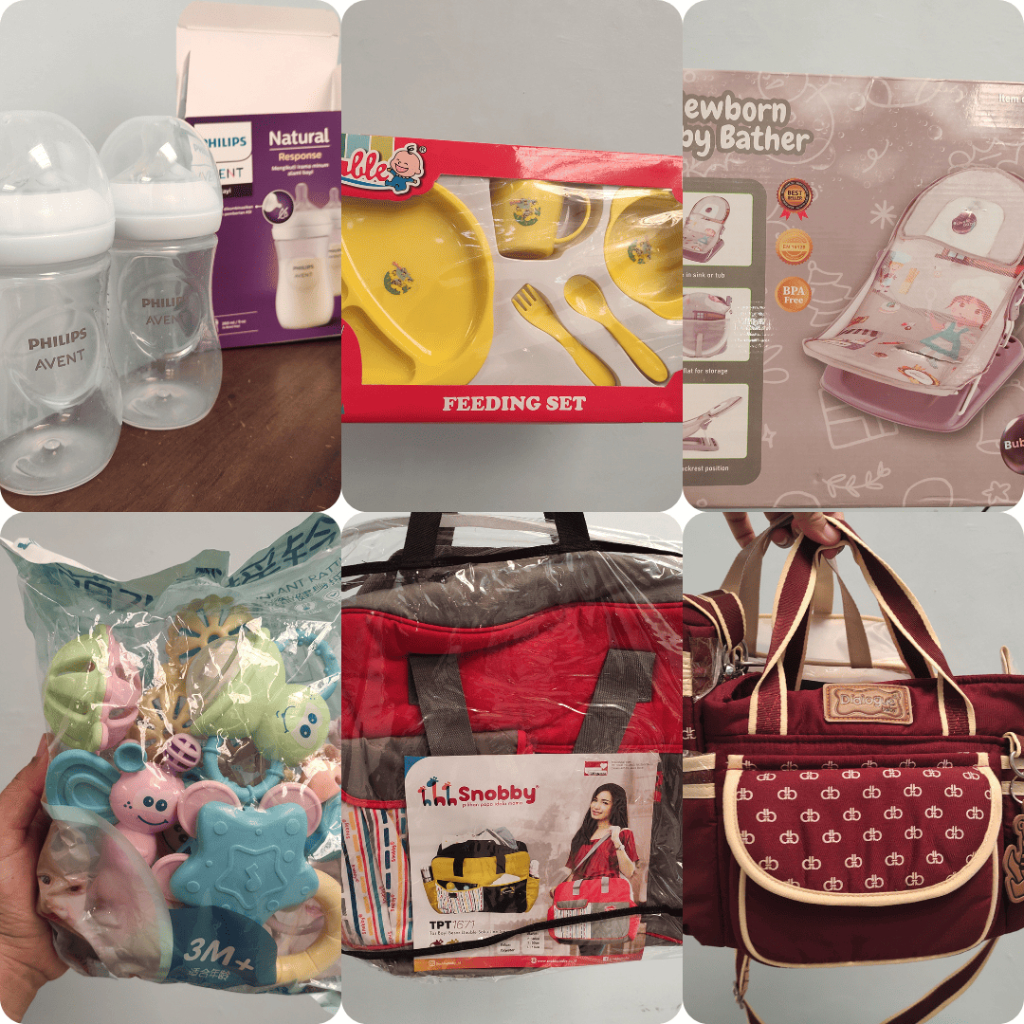 Preloved Perlengkapan Bayi Botol Phillips Avent Feeding Set Tas Jumbo Baby Bather Teether Rattle Tas