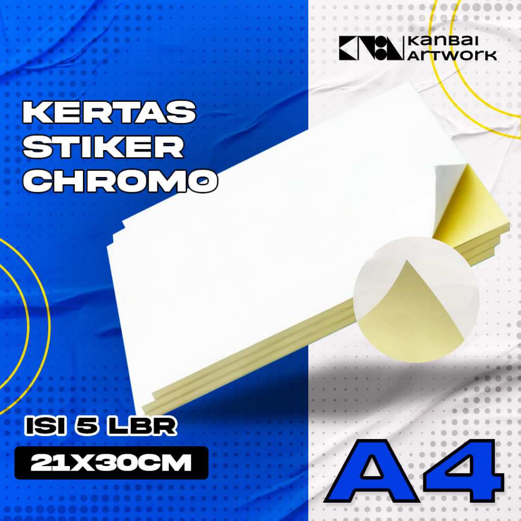 

Sticker Chromo A4 5 lembar / Kertas Stiker Inkjet Paper Glossy A4