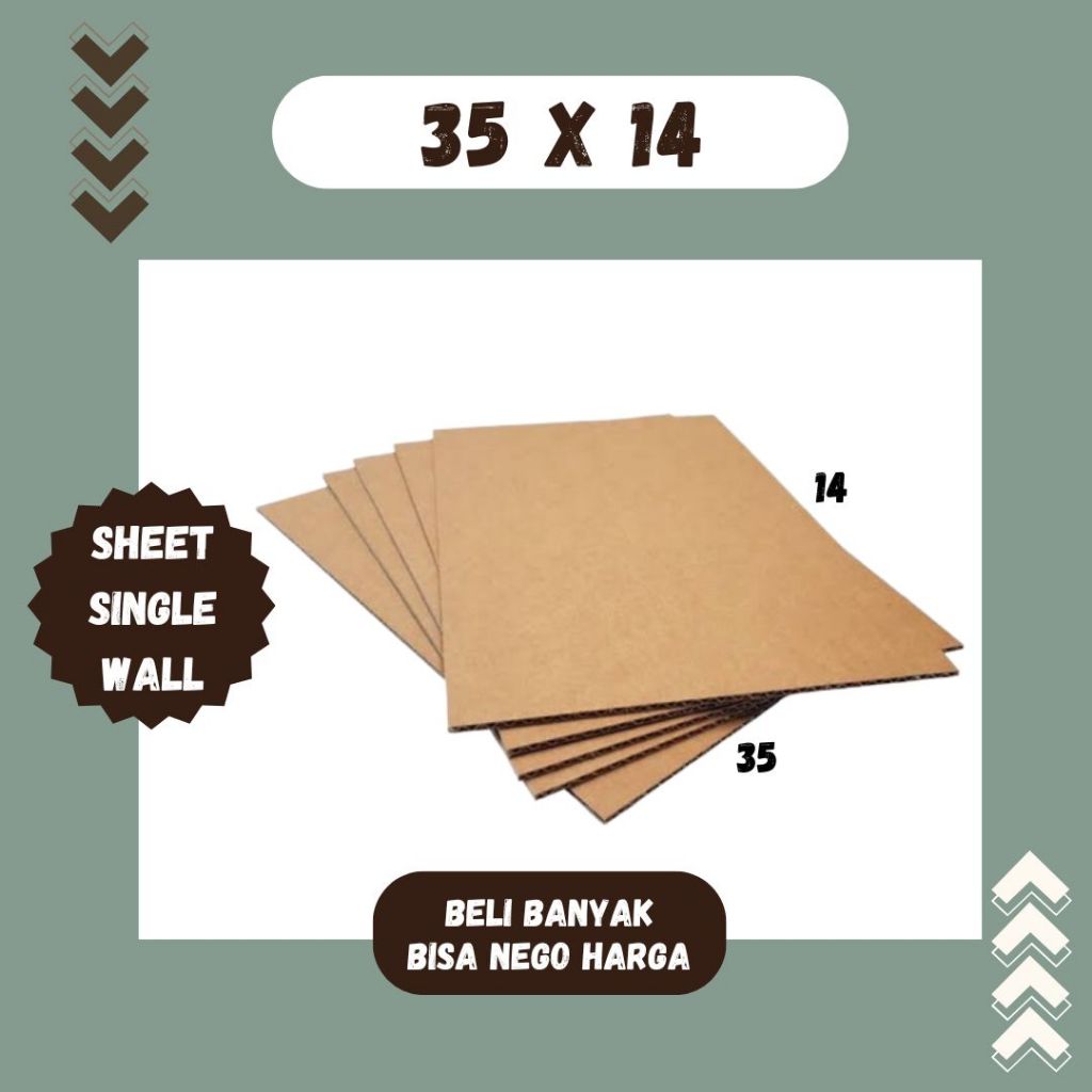 

Sheet 35x14 Kardus Lembaran Polos Single Wall Packing Karton Coklat Warna