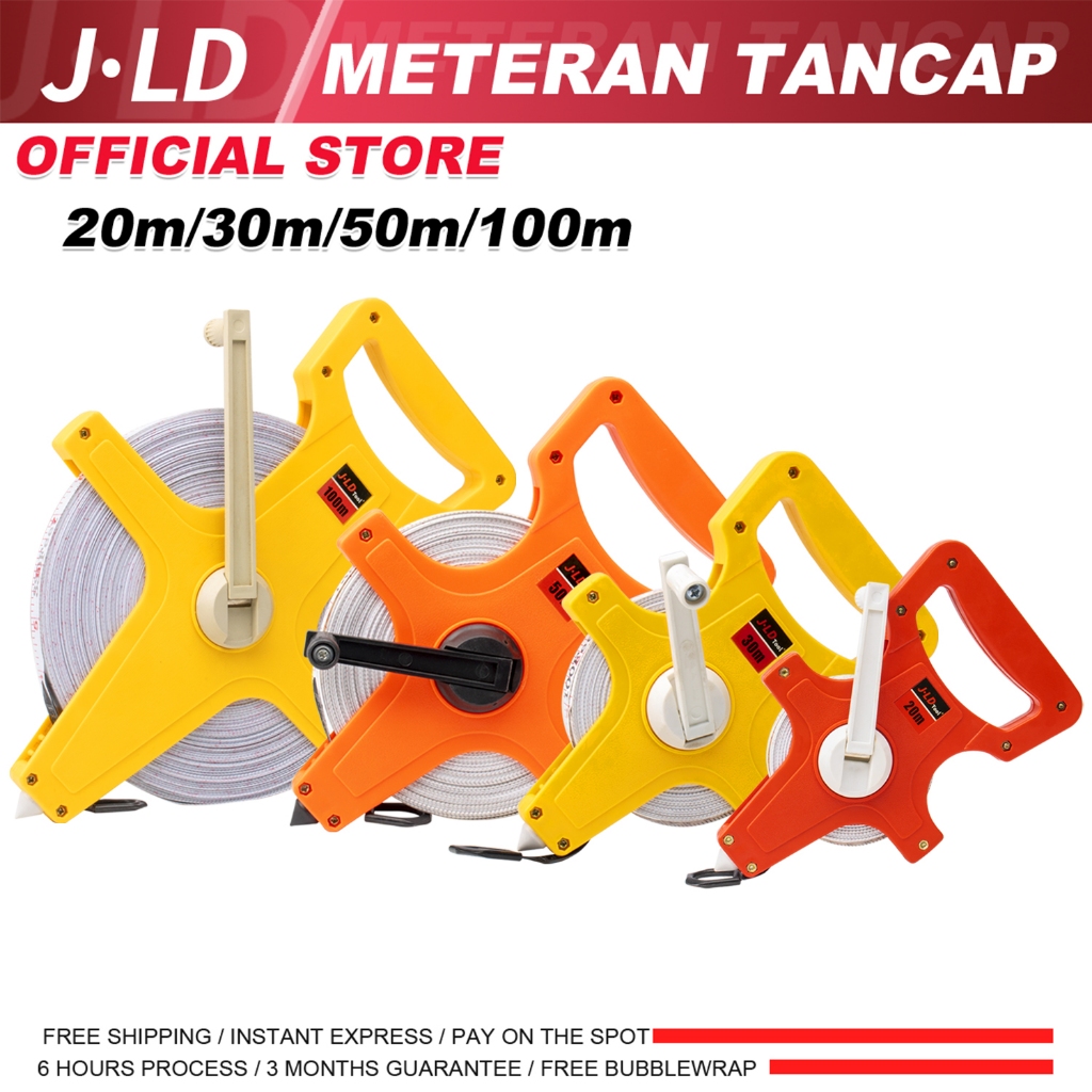 JLD Meteran Tancap 20m/30m/50m/100m Fiber Glass Measuring Tape