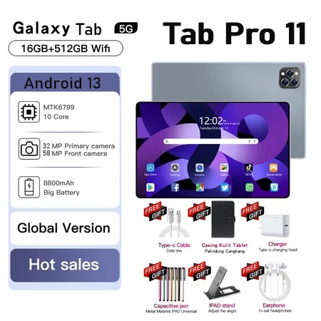 [Bisa COD] Tablet baru 11.2inch【16GB+512GB】Galaxy Tab Pro11 untuk pembelajaran dan hiburan kantor ul