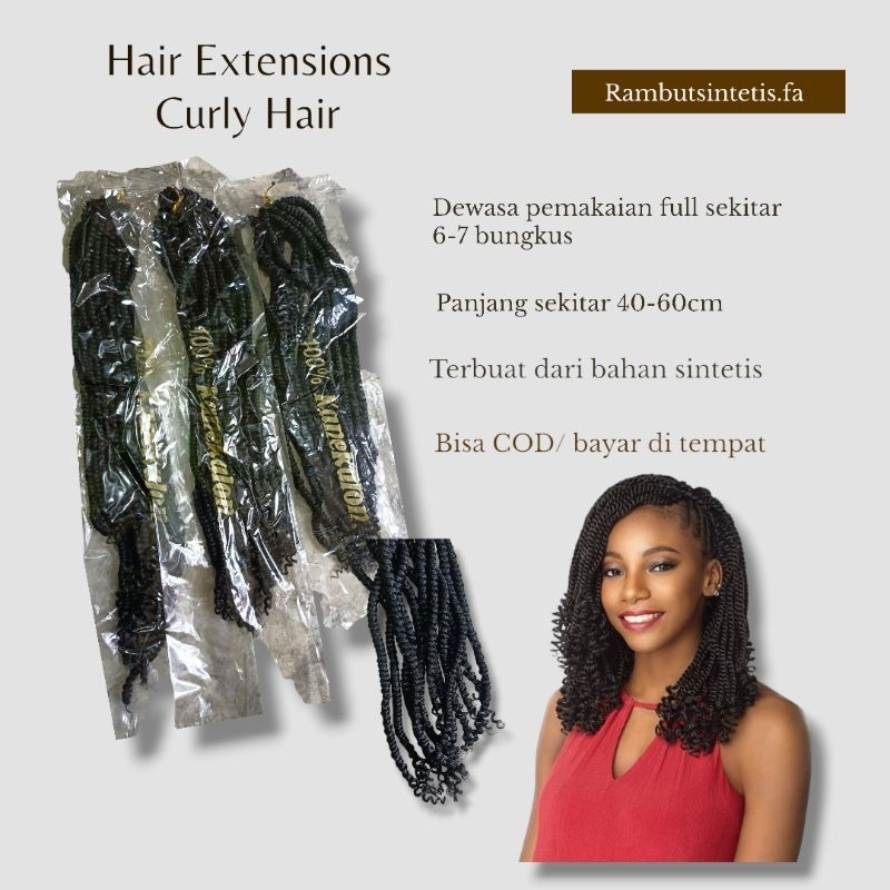 rambut sulam curly/rambut sambung ikal/rambut extension keriting/marley hair