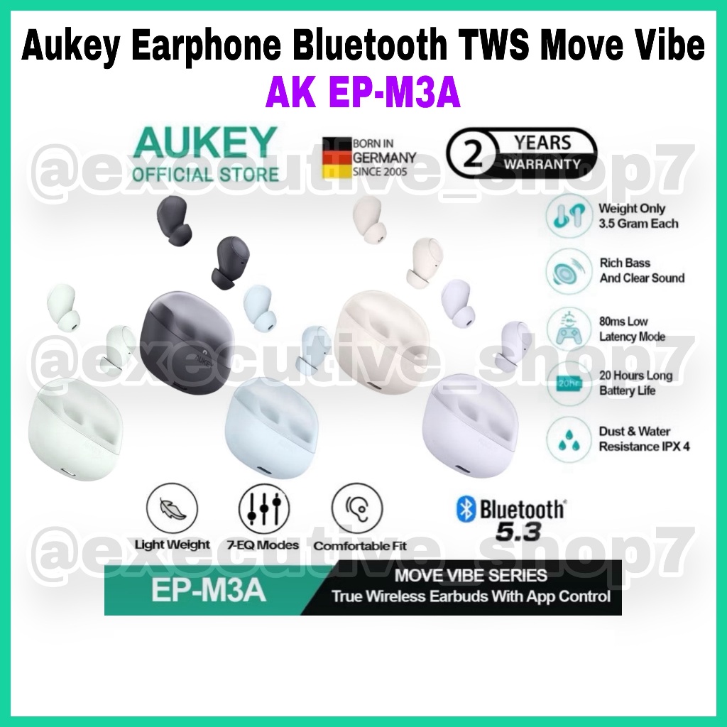 Aukey Earphone Bluetooth TWS Move Vibe - AK EP-M3A