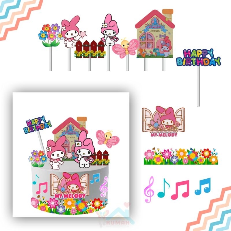 my melody, toper kue my melody,hiasan kue,toper cake, toper tema my melody