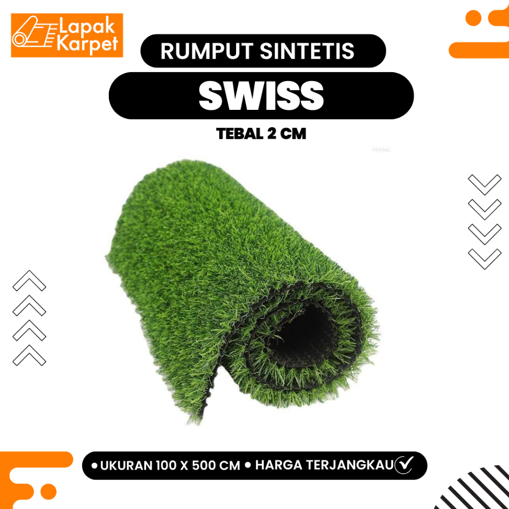 Rumput Sintetis Tipe Swiss Tebal 2 cm / Rumput Sintetis Ketebalan 2 cm 100x500 cm
