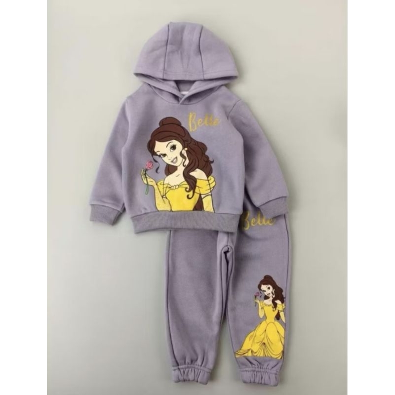 Set Sweater Hoodie Jogger HM Disney Princess Belle Purple 2T