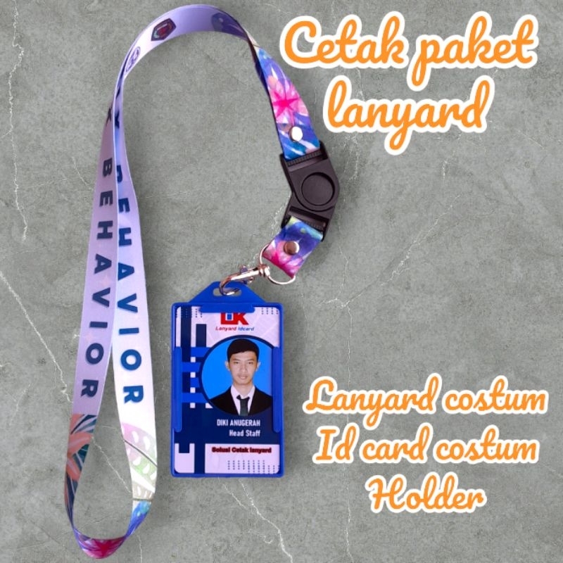 

cetak (SATU PAKET) tali lanyard printing sublime + ID CARD + Holder lebar 2 cm / lanyard paket /paket lanyard 2 cm