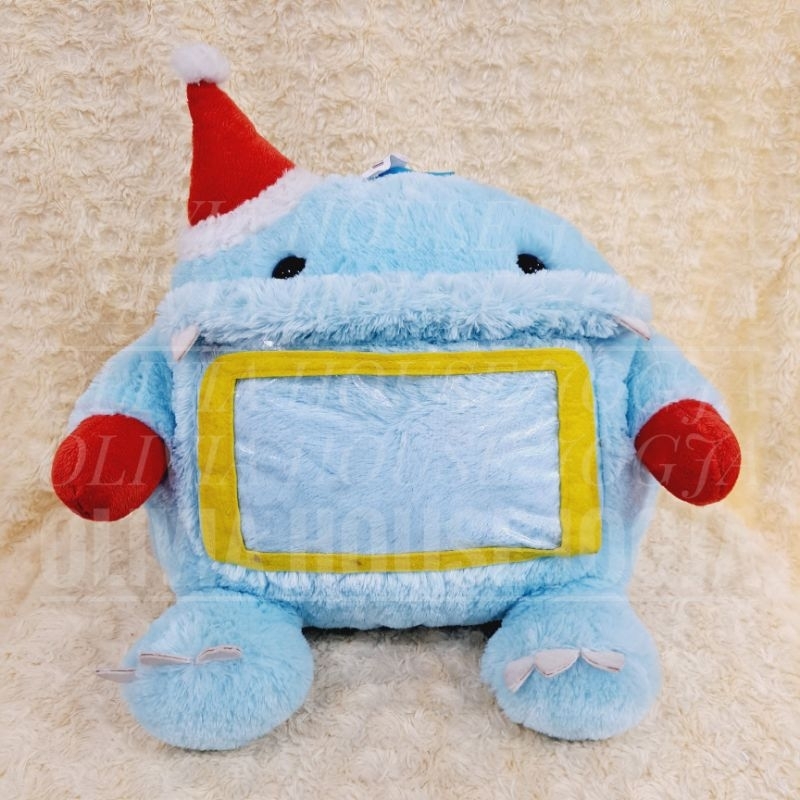 Boneka Dino Natal Boneka Dino Christmas Topi Boneka Xmas Dino Biru