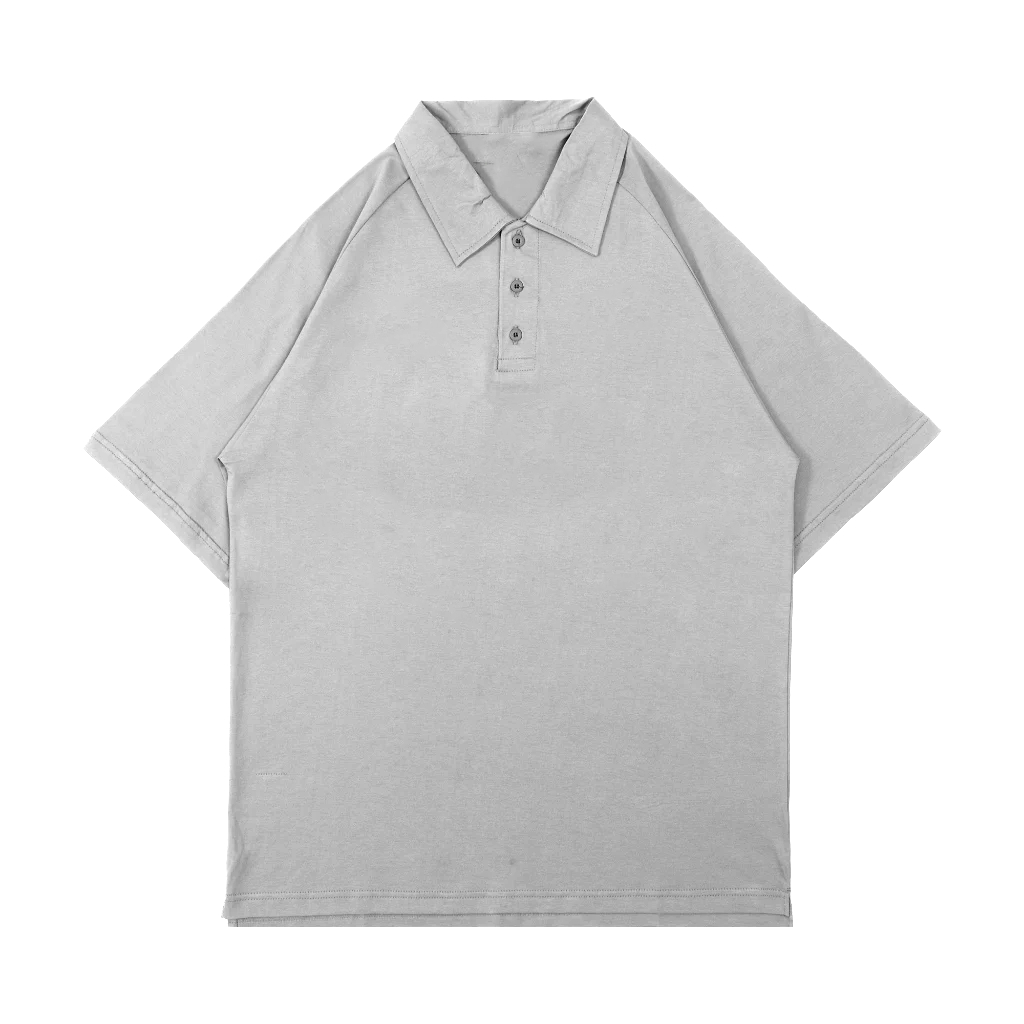 Kaos Kerah Polos Abu muda Vintage Short Rugby Polo Shirt - Bonheur
