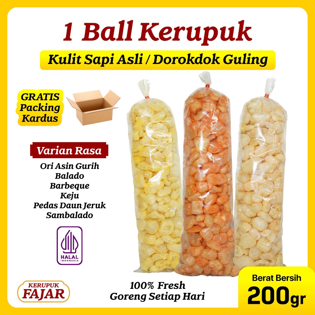 

1 BALL KERUPUK KULIT SAPI ASLI 200GR DOROKDOK KILOAN VIRAL MURAH ENAK HALAL RENYAH