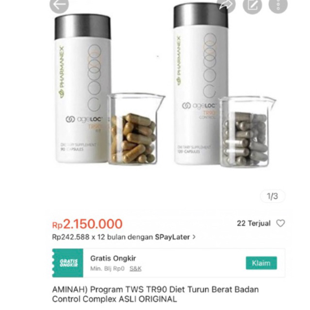 [AMINAH] Program Turun Berat Badan Diet TWS TR90 Control Complex ASLI ORIGINAL