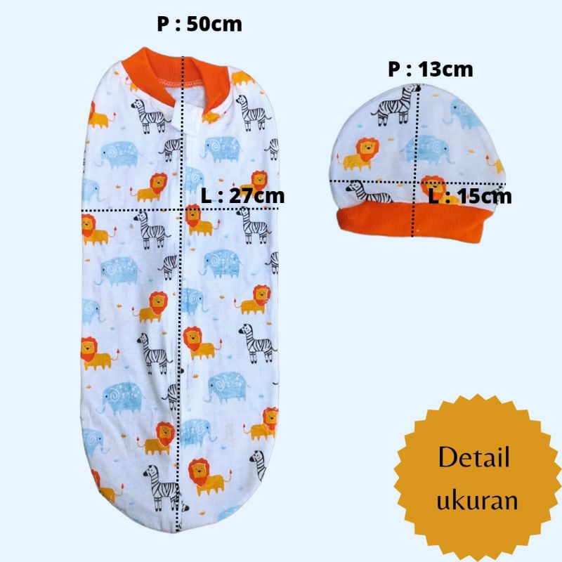 Cuci Gudang  Bedong Instan Set Topi/Bedong Topi/Bedong Instan