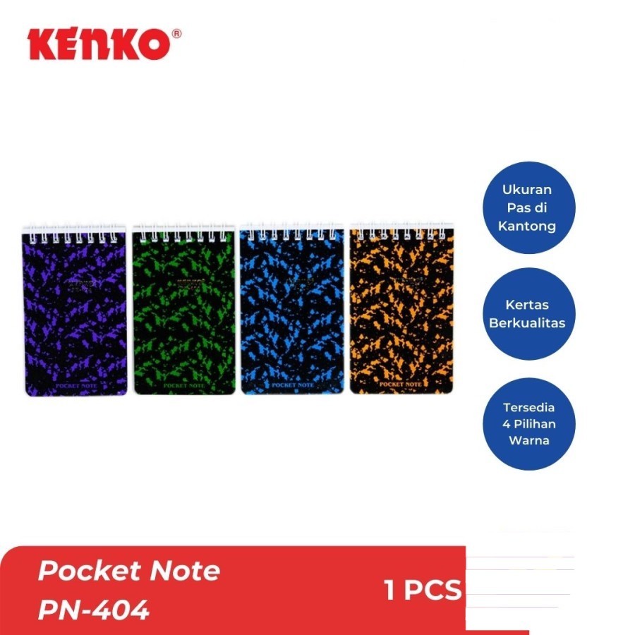 

Kenko Buku Saku Pocket Note PN-404 Isi 70 Lembar Original (1 PCS) / Buku Catatan Notepad Memo Ring Note Kenko PN 404 Per Pcs