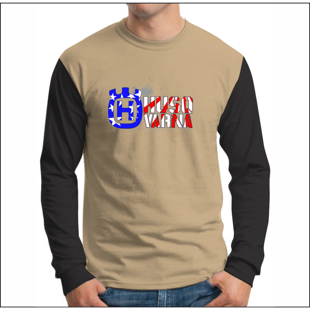 kaos lengan panjang pria distro racing husqvarna supermoto raglan