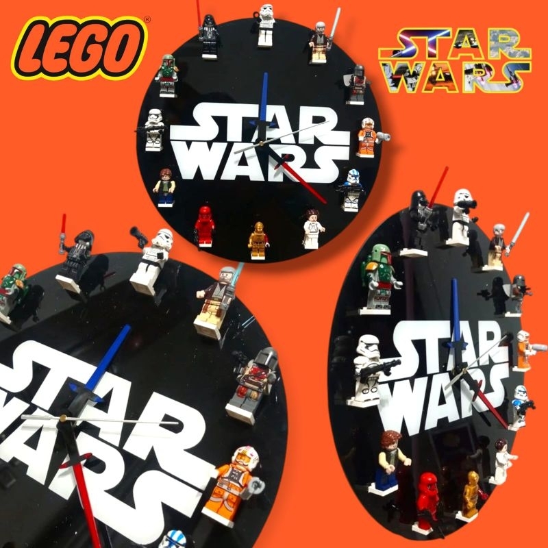 JAM DINDING UNIK BENTUK LEGO 3D STARWARS DIAMETER 30CM