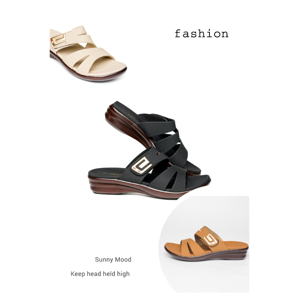 GABINO SP Sandal Wedges Wanita-G1CB4001-BLACK,BROWN&CREAM