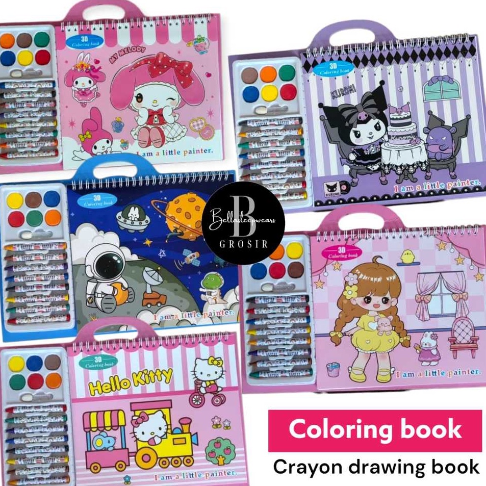 

Serbu Spesial BELLA BUKU CRAYON DRAWING COLORING BOOK SANRIO Buku Gambar Mewarnai Karakter Sanrio 3D Kuromi Melody Hello Kitty Coloring Book 3D Set Crayon Belajar Melukis Menggambar