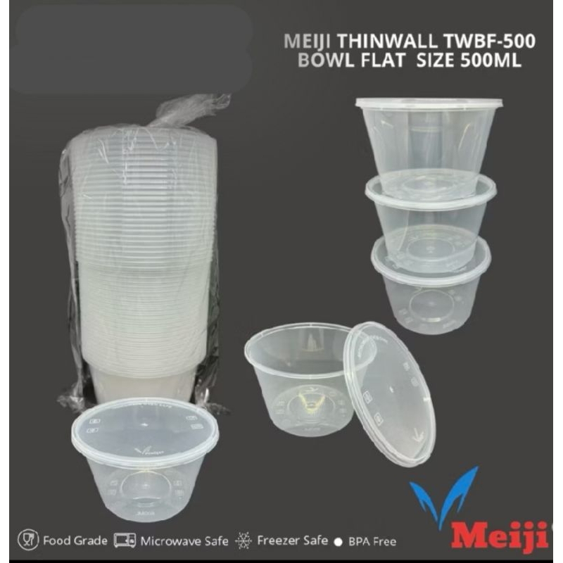 Thinwall Kotak Makan Plastik Bowl / Bulat Mangkok Merk MEIJI