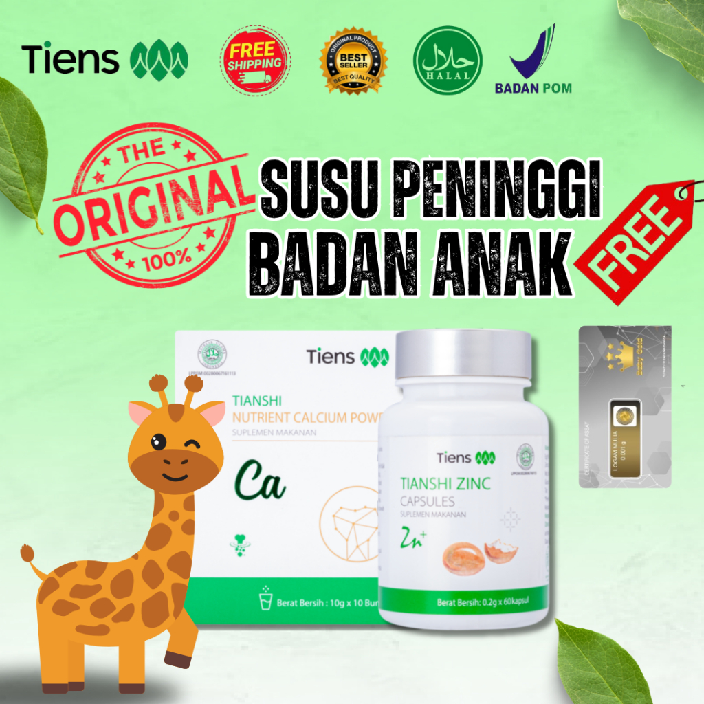 SUSU PENINGGI BADAN ANAK 5 - 12 TAHUN CEPAT - SUSU CALSIUM & ZINC LAKTAT TIENS ORIGINAL HALAL BPOM