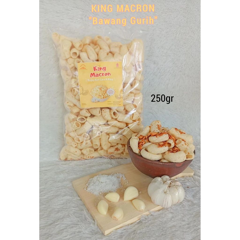 

Makaroni Bawang Gurih 250 gram KING MACRON - Camilan Snack Makanan Ringan Makroni