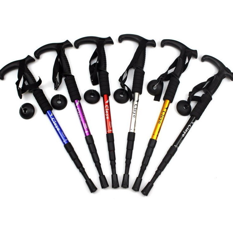 Kualitas Tinggi  Tongkat Trekking Tongkat Lipat Besi Alat Bantu Jalan Lansia Hiking