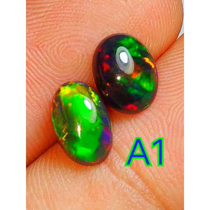 Lostone Paket 2pcs Natural Kalimaya Black Opal Ethiopia