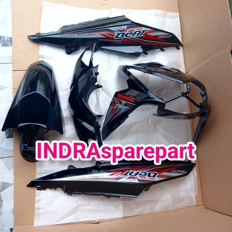 Full Set Body Halus Honda Beat Fi Esp K25 2015-2016 Hitam Plus Striping
