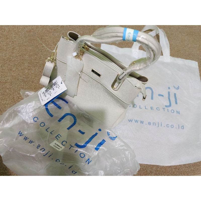 Tas handbag En-ji Haren Cream Original New