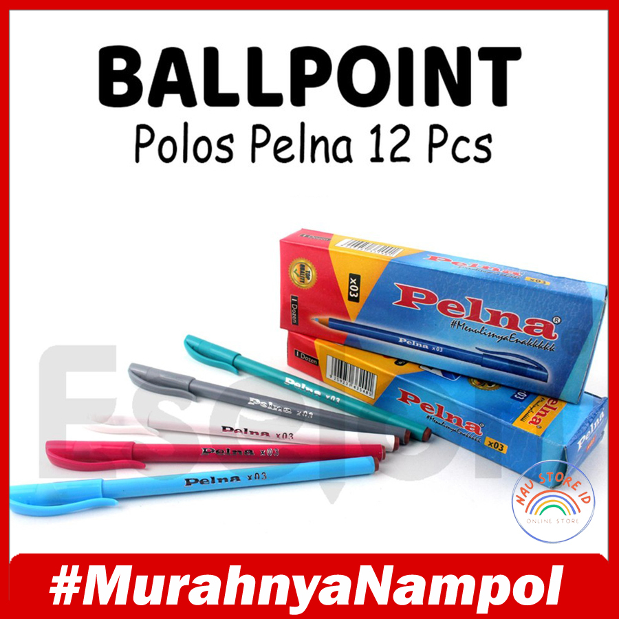 

Pulpen hitam Polos isi 12 biji / 12pcs Pulpen pelna x-03 / 1pak Pulpen Pelna Polos Office