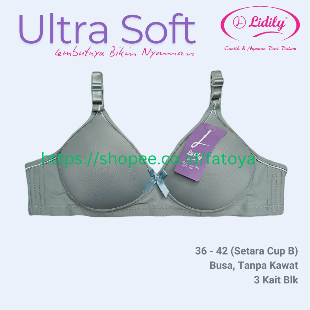 LIDILY Bra BH Super Soft Polos Tanpa Kawat Busa Tipis Kait 3 36 - 42