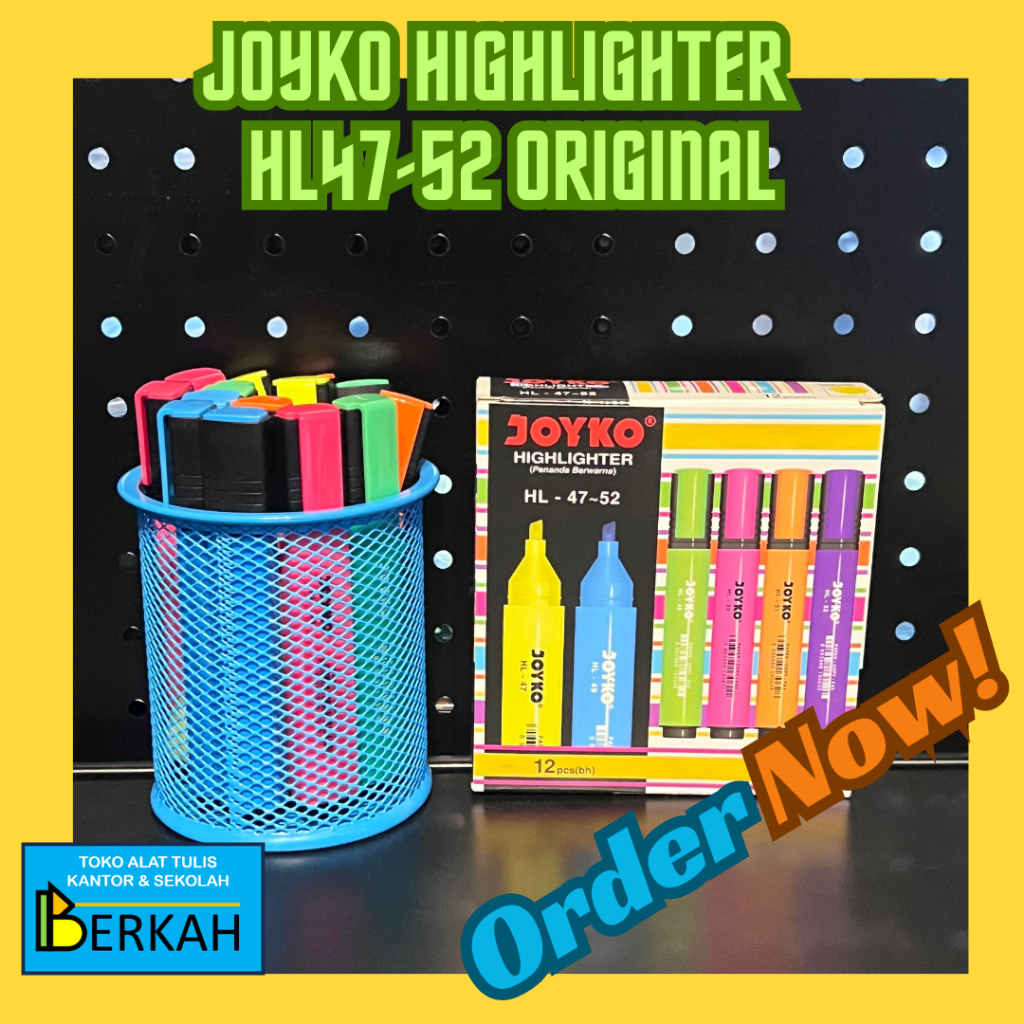 

Joyko Highlighter Kuning Pink Hijau Biru Oranye Ungu Original