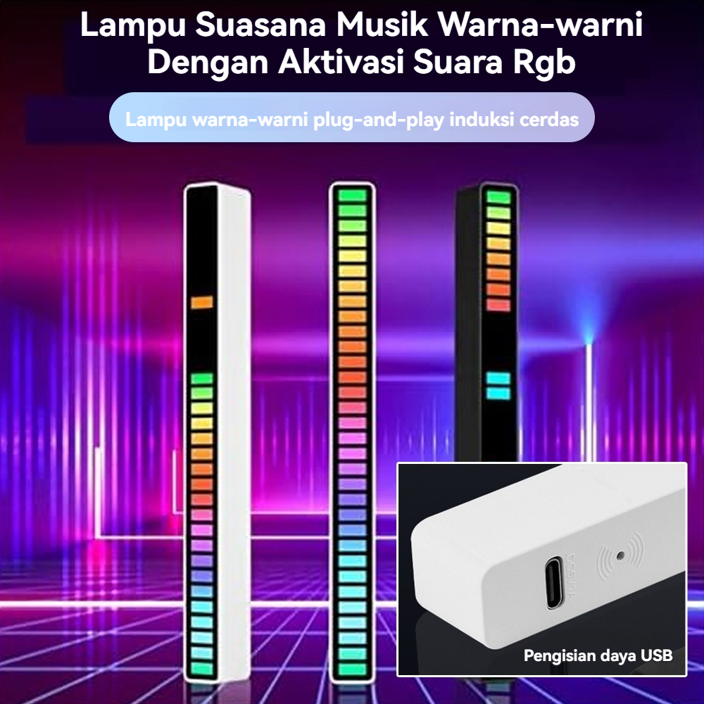 Lampu Musik LED RGB Bar Strip Spectrum Sound Control Atmosphere Light Music Level Light RGB Bar Stri