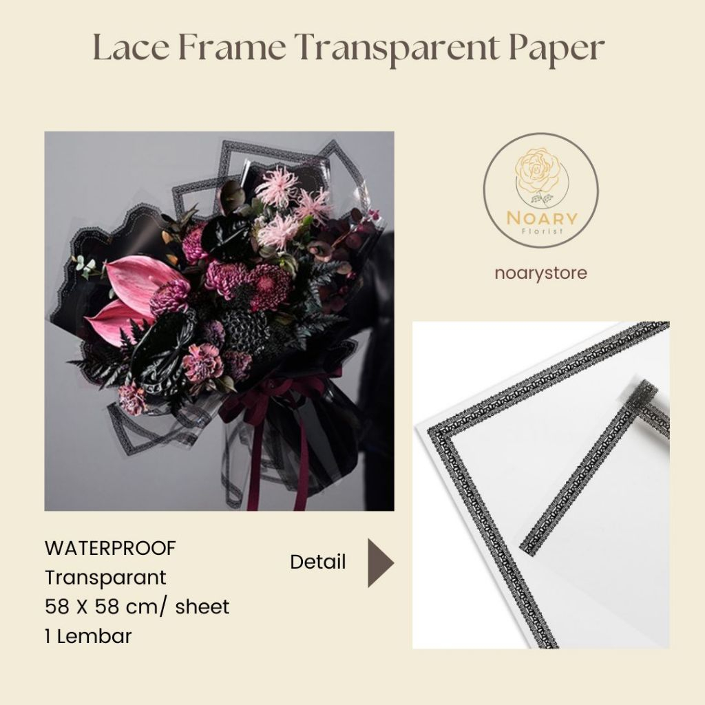 

LACE FRAME TRANSPARENT PAPER / Flower Wrapping / Cellophane / Wrap / Kertas Bunga / Kertas Kado / Flower Paper